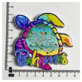 Bahamas Souvenir Sea Turtle Magnet, Colorful Island Map Design, Rainbow Gradient, 3.5 inches