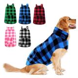 ASENKU Dog Winter Coat, Fleece Doggie Jacket Plaid Reversible Vest Waterproof Windproof Cold Weather Clothes for Small Medium Large Dogs (Blue,3XL)