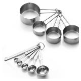 10-Piece Stainless Steel Measuring Cups and Spoons Set for Home Baking Essentials, Dishwasher Safe Kitchen Tools - Retail: $10