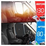 ULROLIT Front Windshield Side Window Sun Shade for 2014-2025 Dodge RAM ProMaster Full Size Cargo Van, Foldable Window Sunshade Sun Visor Protector, Window Shades Blocks UV Rays Heat, Pack of 5 - Retai