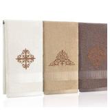 FuWeave 3 Pcs Vintage Brown Hand Towels Fancy Decorative Bathroom Towels 13.3 x 29.5