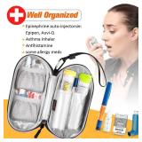 SITHON EpiPen Medical Carrying Case Insulated, Travel Medication Organizer Bag Emergency Medical Pouch Holds 2 EpiPens, Asthma Inhaler, Anti-Histamine, Auvi-Q, Allergy Medicine Essentials, Pink - Reta