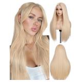 FAVE 26 Inch Blonde Wigs for Women, Long Blonde Wig with Simulated Lace Scalp,Heat Resistant Synthetic Middle Part Blonde Wigs,Daily Cosplay Friendly - Retail: $27