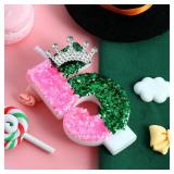 AKURIEEY Wicked Birthday Candle Crown Number 5 Candle Pink and Green 5th Birthday Cake Topper Cupcake Decorations Wicked Themed Party Decor Anniversary Celebrations Supplies - Retail: $6
