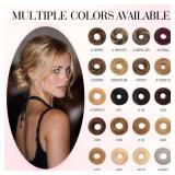 Rich Choices Human Hair Messy Bun Hair Piece, 100% Remy Human Hairs Bun HairPiece for Women,Chignon Fluffy Donut Updo,Hairpiece with Elastic Rubber Band Straight #4P27 Medium Brown Mix Dark Blonde - R