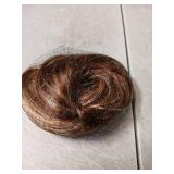 Rich Choices Human Hair Messy Bun Hair Piece, 100% Remy Human Hairs Bun HairPiece for Women,Chignon Fluffy Donut Updo,Hairpiece with Elastic Rubber Band Straight #4P27 Medium Brown Mix Dark Blonde - R