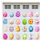 24 Pcs Happy Easter Garage Door Decoration Magnets Magnetic Easter Decoration Big Easter Egg Carrot Holidays Magnetic Stickers for Car Fridge Dishwasher Party Decor Supplies (Colorful Egg) - Retail: $
