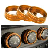 AC Climate Control Knob Ring Air Conditioner Switch Volume Cover Compatible with 2011-2017 Jeep Wrangler JK JKU/Dodge Challenger 2008-2014 Interior Conditioning Accessories Trim (Orange)