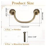 uxcell 4Pcs 3.54 Inch Brass Drawer Pulls and Knobs with Double Mounting Holes, Vintage Ring Drawer Pulls with Screws Flower Shape for Cabinet Dresser Closet Cupboard, Bronze - Retail: $17