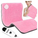 Heating Pad for Period Cramps, 12"x24" Electric Heating Pad for Back Neck Shoulder Muscle Pain, 9 Heat Settings&4 Auto-Off, Moist Heat & Machine Washable, Valentines Birthday Gifts for Women Men,Pink 