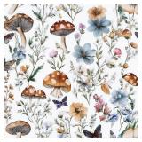 Froluya Mushroom Wallpaper Peel and Stick Vintage Floral Contact Paper 16.9" x 196.8 Boho Self Adhesive Removable Contact Paper Mushroom Peel and Stick Wallpaper for Bedroom Cabinets Decor Vinyl - Ret