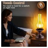 LEDIKON Touch Control Vintage Table Lamp | 3-Way Dimmable Rustic Retro Farmhouse Bedside Lamp with Amber Glass Shade and LED Bulb for Bedroom, Living Room, Cabin, Office - Retail: $50