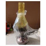 LEDIKON Touch Control Vintage Table Lamp | 3-Way Dimmable Rustic Retro Farmhouse Bedside Lamp with Amber Glass Shade and LED Bulb for Bedroom, Living Room, Cabin, Office - Retail: $50