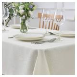 maxmill Textured Rectangular Tablecloth Water Resistance Antiwrinkle Spillproof Soft Jacquard Table Cloth for Dining Room, Buffet Banquet Parties and Holiday Dinners, 60 x 104 Inch, Ivory - Retail: $2