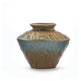 Janpu Ceramic Vase with Elegant Sand Texture Glaze,Rustic Farmhouse Pottery Decor for Home, Table, Shelf - Blue and Yellow - Retail: $16