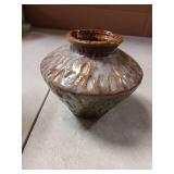 Janpu Ceramic Vase with Elegant Sand Texture Glaze,Rustic Farmhouse Pottery Decor for Home, Table, Shelf - Blue and Yellow - Retail: $16