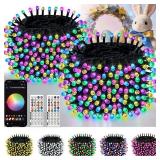 2026 New Smart Color Changing Easter String Lights | 2Pack 164FT 400LED App Control RGB LED String Lights with Remote & Timer, Waterproof Twinkle Easter Lights Indoor Outdoor for Easter Decor Party - 