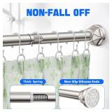 Nickel No-Drill Shower Rod - 32-80 Inches, Anti-Slip Tension Curtain Rod - Retail: $20