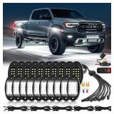 20 Pods Pure White LED Rock Lights with Extension Wires, IP67 Waterproof 6500K Super Bright White Underglow Kit for Semi Truck Sedans Trailer Offroad Pickup RV Vans Bus Under Car Lighting - Retail: $8