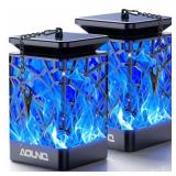 AOUNQ Solar Lanterns Outdoor Waterproof, Upgraded 99 LEDs Hanging Solar Lights for Outside with Auto On/Off & Metal Clip, Blue Flickering Flame Outdoor Lanterns Decorative for Garden Yard, 2 Pack
