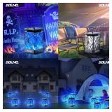AOUNQ Solar Lanterns Outdoor Waterproof, Upgraded 99 LEDs Hanging Solar Lights for Outside with Auto On/Off & Metal Clip, Blue Flickering Flame Outdoor Lanterns Decorative for Garden Yard, 2 Pack