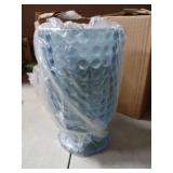 6 Pcs (H:7" W:4") Embossed Flower Vase Pedestal Glass Vase Big Base Thickened Crystal Vintage Vases for Valentines Day Wedding Home Decor Table Centerpiece House Warming Gifts(Blue)