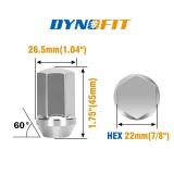 dynofit 24pcs 14x1.5 OEM Lug Nuts 1.75 inch(45mm) Height 7/8" Hex(22mm), M14-1.5 One-Piece Design Factory Chrome Wheel Lugnuts for Silverado & Tahoe GMC Sierra 1500 Buick Dodge Cadillac Chrysler - Ret