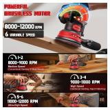Cordless Orbital Sander Compatible For Milwaukee 18V, Electric Orbit Sander with Brushless 12000 RPM 6 Variable discs Speed Sander Machine With Dust Collector for Woodworking Sanding (No Battery) Prev