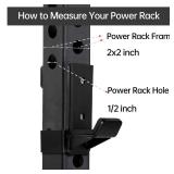 J Hooks for 2" x 2" Power Rack, Rubber Pad J-Hook for Power Cage, Bottom Reinforced Steel J Cups for Squat Rack, Heavy Duty Barbell Holder, Black (for 2"x2" Rack with 1/2 Hole) - Retail: $36