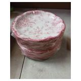 Kochorie 100 Pieces Pink Flower Paper Plates 7 Inches Disposable Floral Paper Plates Scalloped Pink and White Chinoiserie Vintage Flower Dessert Plates for Wedding Birthday Holiday Party Supplies - Re