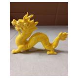 WEIZHIBA 8.1 in Feng Shui Chinese Dragon Statue,Dragon Figurines Yellow Ceramic for Adults, Ward Off Evil for Attracting Wealth Tea Pet and Good Fortune Dragons Room Decor - Retail: $40