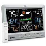 Weather Station Indoor Outdoor Thermometer Wireless, Home Atomic Clock with Large Constant Display, Inside Outside Temperature Humidity Monitor, Dew Heat Point, Barometer Grey - Retail: $34