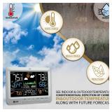 Weather Station Indoor Outdoor Thermometer Wireless, Home Atomic Clock with Large Constant Display, Inside Outside Temperature Humidity Monitor, Dew Heat Point, Barometer Grey - Retail: $34