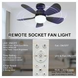 QiyuanLS 2Pack Socket Fan Light With Remote, Screwing Ceiling Fans with Dimmable Lights, 3 Colors 3000K-6500K,Ceiling Fan Light Kit Bulb for Bedroom Living Room Kitchen Garage Dinning Room