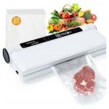75kpa Food Vacuum Sealer Machine, Dry/Wet Modes, Compact Design, with Led Indicator Lights, 20 Vacuum Sealer Bags, Ideal for Home Kitchen Use