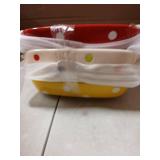 AVLA Set of 4 Ceramic Small Casserole Dishes, 7"x5" Porcelain Roasting Lasagna Pan, Individual Casserole Dishes Bakeware with Handle Rectangular Dish, Ceramic Baking Dish for Oven, 20 Oz, Polka Dot, A