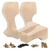 La Vane 4 inch / 10cm Wooden Furniture Legs, Set of 4 European Style Solid Wood Carving Furniture Replacement Feet Decoration for Sofa Cabinet Wardrobe Table Loveseat - Retail: $19