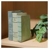 Guichifun Decorative Books Living Room Decor - Resin Sage Green Faux Books Fake Modern Home Decoration for Bookshelf Coffee Table Decor 5.5 x 4.5 x 7.5 Inch - Retail: $25