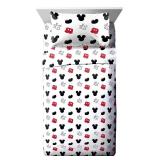 Jay Franco Kids Sheet Set with Fitted, Flat Sheets & Pillow Cover - Ultra-Soft Bedding with Pillowcase for Room Decor, White - Mickey Mouse, 3 Piece Twin - Retail: $28