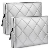 Hillsuren 2 Pcs Indoor Air Conditioner Cover for Window, Ac Unit Covers for Inside with Drawstring Double Insulation Silver(28 x 20 x 3.5 Inch) - Retail: $16