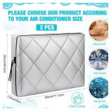Hillsuren 2 Pcs Indoor Air Conditioner Cover for Window, Ac Unit Covers for Inside with Drawstring Double Insulation Silver(28 x 20 x 3.5 Inch) - Retail: $16