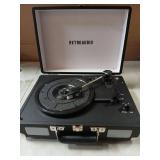 Vinyl Record Player 3-Speed Bluetooth Portable Suitcase Belt-Driven Record Player with 2 Built-in Stereo Speakers Vinyl Vintage Turntable Phonograph Records Player with RCA Line Out, AUX Out (Black) -