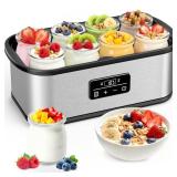 Cewajbaa Yogurt Maker with Adjustable Temperature & Time Control, Probiotic Yogurt Maker Machine with 8 Glass Jars, Automatic Shut-Off for Homemade Probiotic Yogurt, Promoting Gut Health 48OZ - Retail