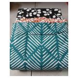 Lush Decor Sydney Reversible 100% Cotton Duvet Cover Set, 3 Piece Set, Full/ Queen, Green & Blue - Queen Bedding Set - Vintage, Cottage, Coquette Bedroom Decor(Design May Vary) - Retail: $78