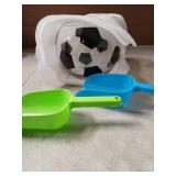 Ferrochef Soccer Party Supplies Large 7.9 Inch Soccer Glass Bowl with 2 Snack Shovels for Popcorn Ice Cream Snack Candy Cookie Treat Serving Bowls for Sports Birthday Party - Retail: $23
