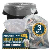 Reli. Contractor Garbage Bags 55 Gallon | 20 Trash Bags | Heavy Duty | Clear Contractor