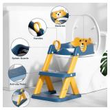 Rabb 1st Potty Training Seat, Upgrade Toddler Toilet Seat for Kids Boys Girls, 2 in 1 Potty Training Toilet for Kids, Splash Guard Anti-Slip Pad Step Stool Blue/Yellow - Retail: $36