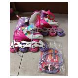 SULIFEEL Rainbow Unicorn Inline Skates for Girls Boys 4 Size Adjustable Light up Wheels Skates for Kids Beginner Pink Small - Retail: $70