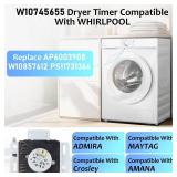 W10745655 Dryer Timer Compatible with Whirlpool,Amana NED4655EW1,for Roper RED4516FW0,for Admiral, Replace AP6003908,W10857612VP,W10857612,4454384,PS11731366,230V,60HZ,OEM Quality,2-Year Warranty