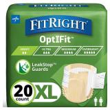 FitRight Adult Diapers, Extra+ Heavy Absorbency, XL (Waist Size 56in-64in), 20 Count, OptiFit Incontinence Briefs for Men and Women, Disposable, Moisture-Wicking, Leak Protection, - Retail: $14